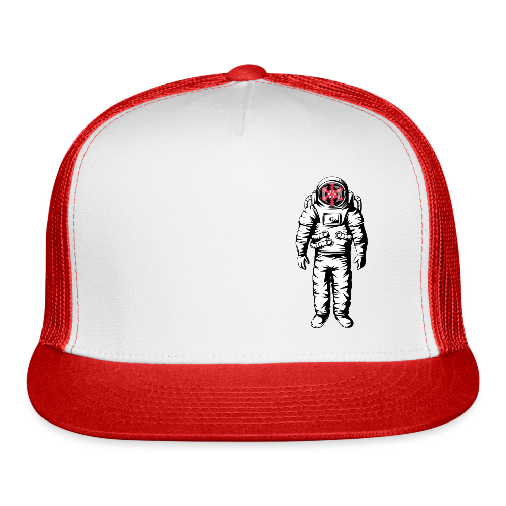 SnowBrains Astronaut Trucker Cap - white/red