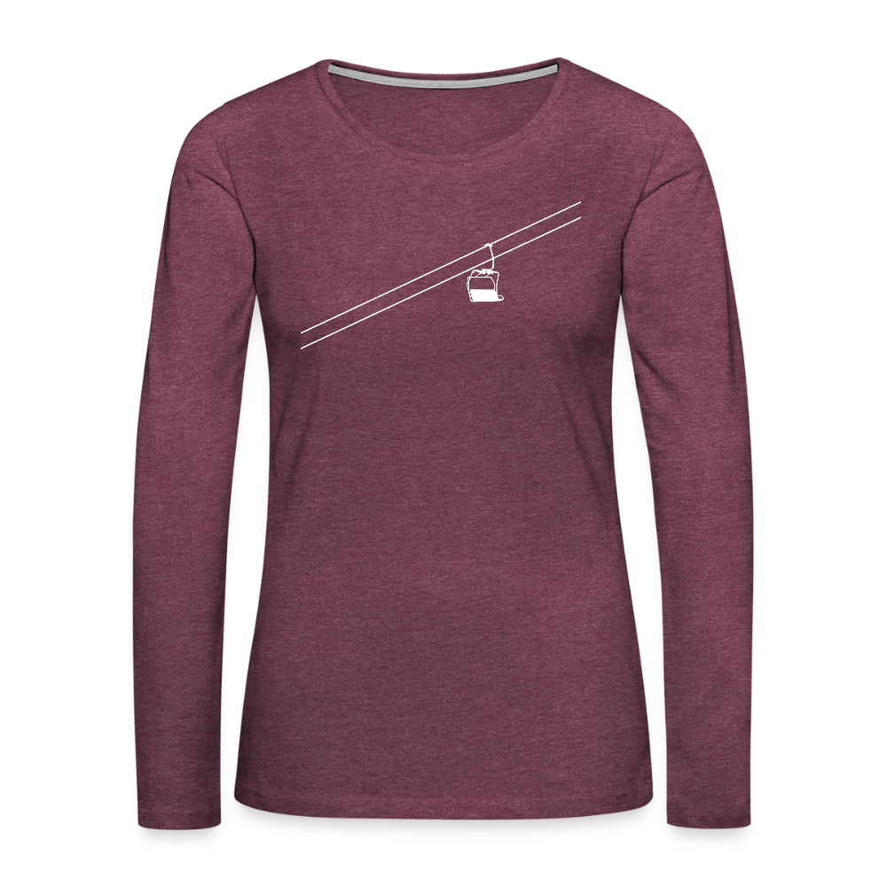 SnowBrains "Chairlift" Women's Premium Slim Fit Long-Sleeved T-Shirt - heather burgundy