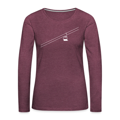 SnowBrains "Chairlift" Women's Premium Slim Fit Long-Sleeved T-Shirt - heather burgundy
