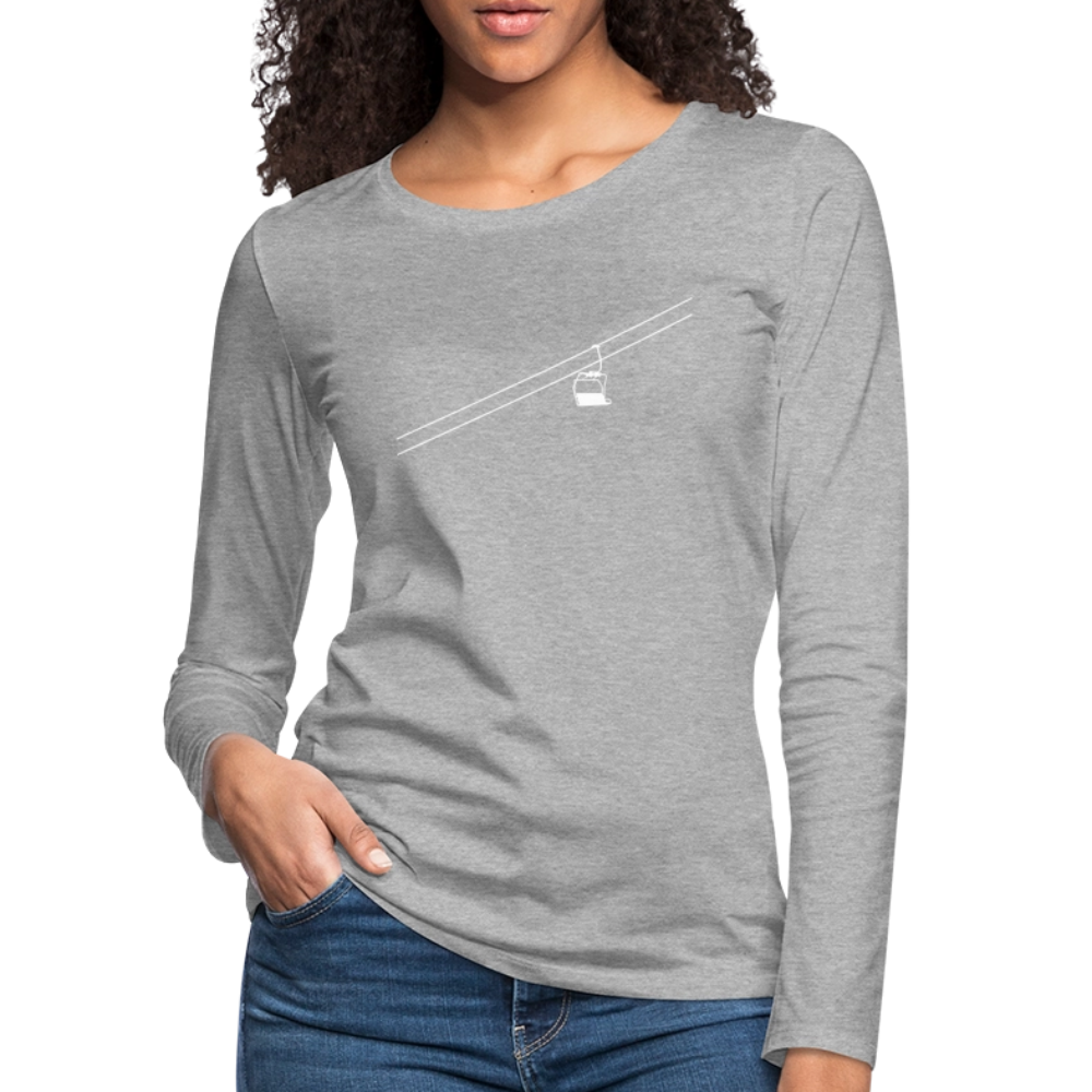 SnowBrains "Chairlift" Women's Premium Slim Fit Long-Sleeved T-Shirt - heather gray