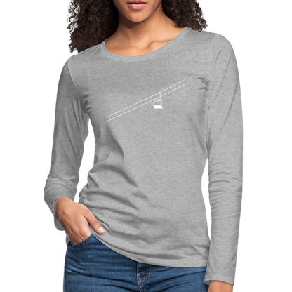 SnowBrains "Chairlift" Women's Premium Slim Fit Long-Sleeved T-Shirt - heather gray