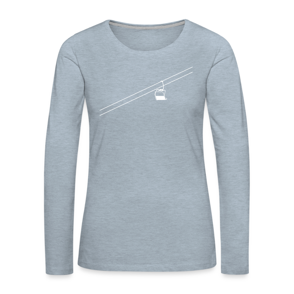 SnowBrains "Chairlift" Women's Premium Slim Fit Long-Sleeved T-Shirt - heather ice blue