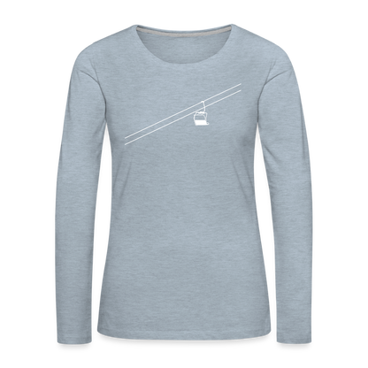 SnowBrains "Chairlift" Women's Premium Slim Fit Long-Sleeved T-Shirt - heather ice blue