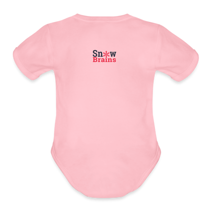 SnowBrains "I Like Big Dumps" Organic Short Sleeve Baby Bodysuit - light pink