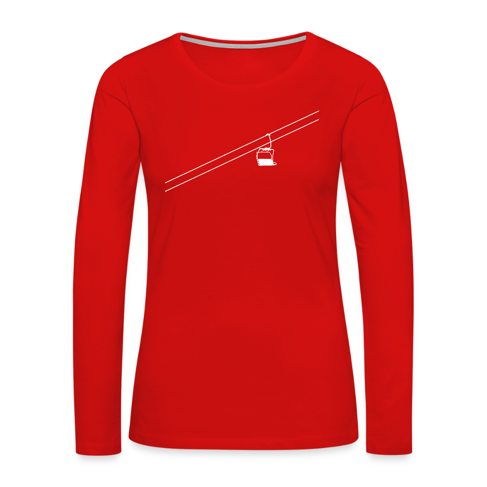 SnowBrains "Chairlift" Women's Premium Slim Fit Long-Sleeved T-Shirt - red