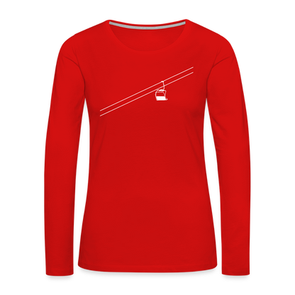 SnowBrains "Chairlift" Women's Premium Slim Fit Long-Sleeved T-Shirt - red