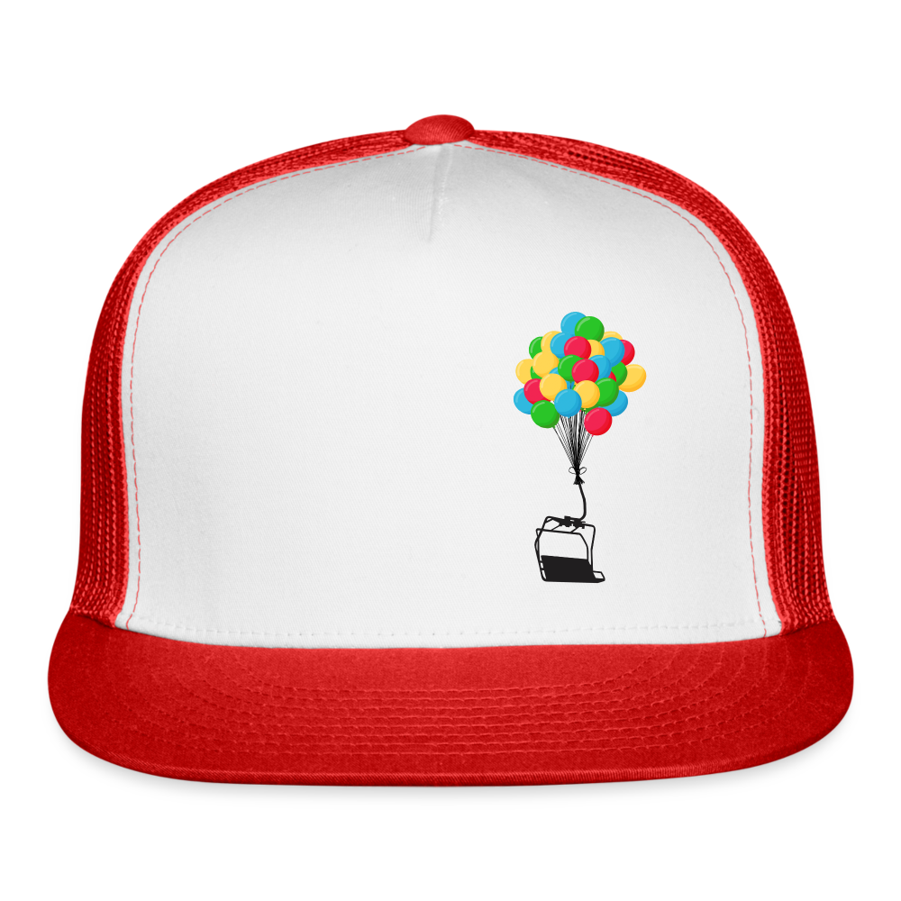 SnowBrains "Balloon Chair" Trucker Cap - white/red