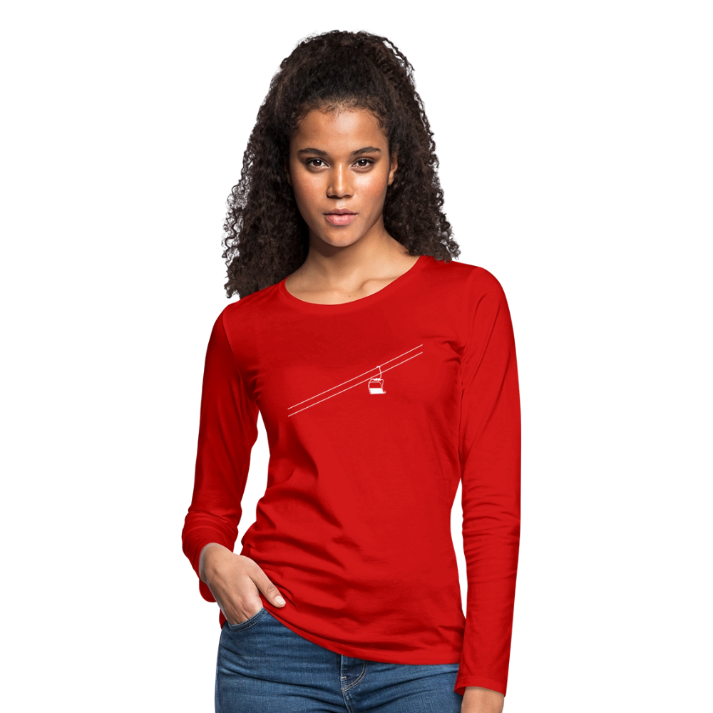 SnowBrains "Chairlift" Women's Premium Slim Fit Long-Sleeved T-Shirt - red
