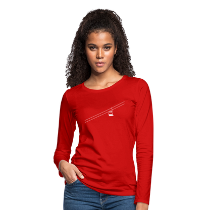 SnowBrains "Chairlift" Women's Premium Slim Fit Long-Sleeved T-Shirt - red