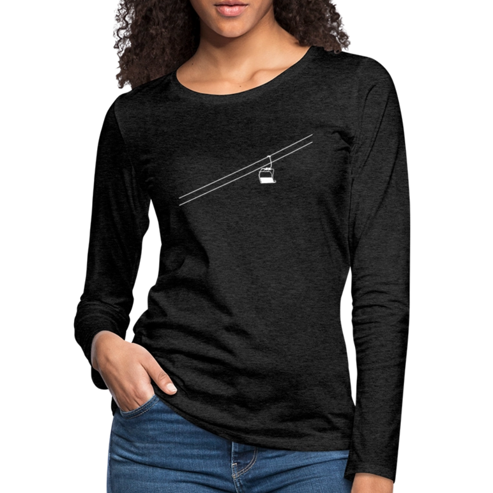 SnowBrains "Chairlift" Women's Premium Slim Fit Long-Sleeved T-Shirt - charcoal grey