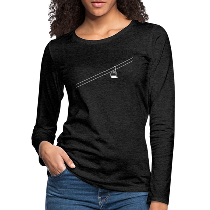 SnowBrains "Chairlift" Women's Premium Slim Fit Long-Sleeved T-Shirt - charcoal grey
