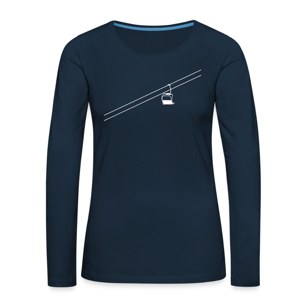 SnowBrains "Chairlift" Women's Premium Slim Fit Long-Sleeved T-Shirt - deep navy