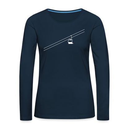 SnowBrains "Chairlift" Women's Premium Slim Fit Long-Sleeved T-Shirt - deep navy
