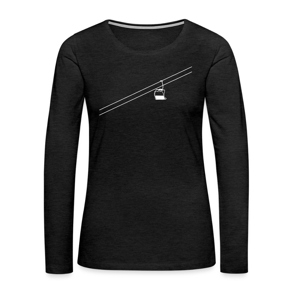 SnowBrains "Chairlift" Women's Premium Slim Fit Long-Sleeved T-Shirt - charcoal grey