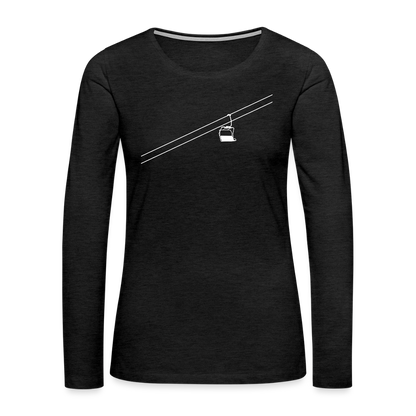 SnowBrains "Chairlift" Women's Premium Slim Fit Long-Sleeved T-Shirt - charcoal grey