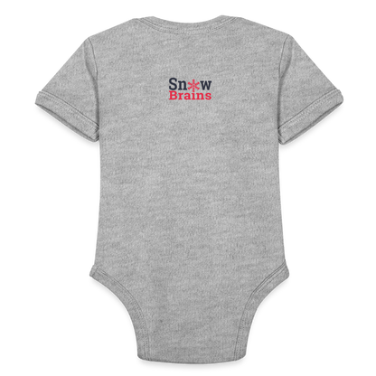 SnowBrains "I Like Big Dumps" Organic Short Sleeve Baby Bodysuit - heather grey