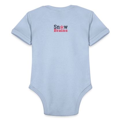 SnowBrains "I Like Big Dumps" Organic Short Sleeve Baby Bodysuit - sky