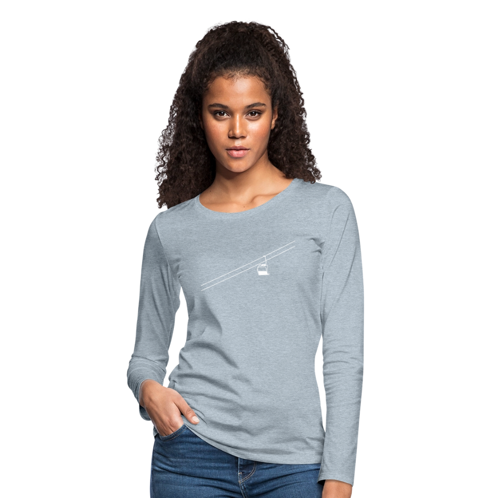 SnowBrains "Chairlift" Women's Premium Slim Fit Long-Sleeved T-Shirt - heather ice blue
