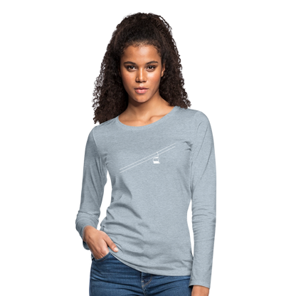 SnowBrains "Chairlift" Women's Premium Slim Fit Long-Sleeved T-Shirt - heather ice blue