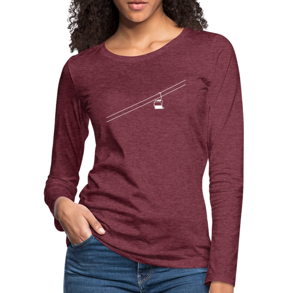 SnowBrains "Chairlift" Women's Premium Slim Fit Long-Sleeved T-Shirt - heather burgundy