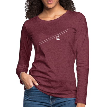 SnowBrains "Chairlift" Women's Premium Slim Fit Long-Sleeved T-Shirt - heather burgundy