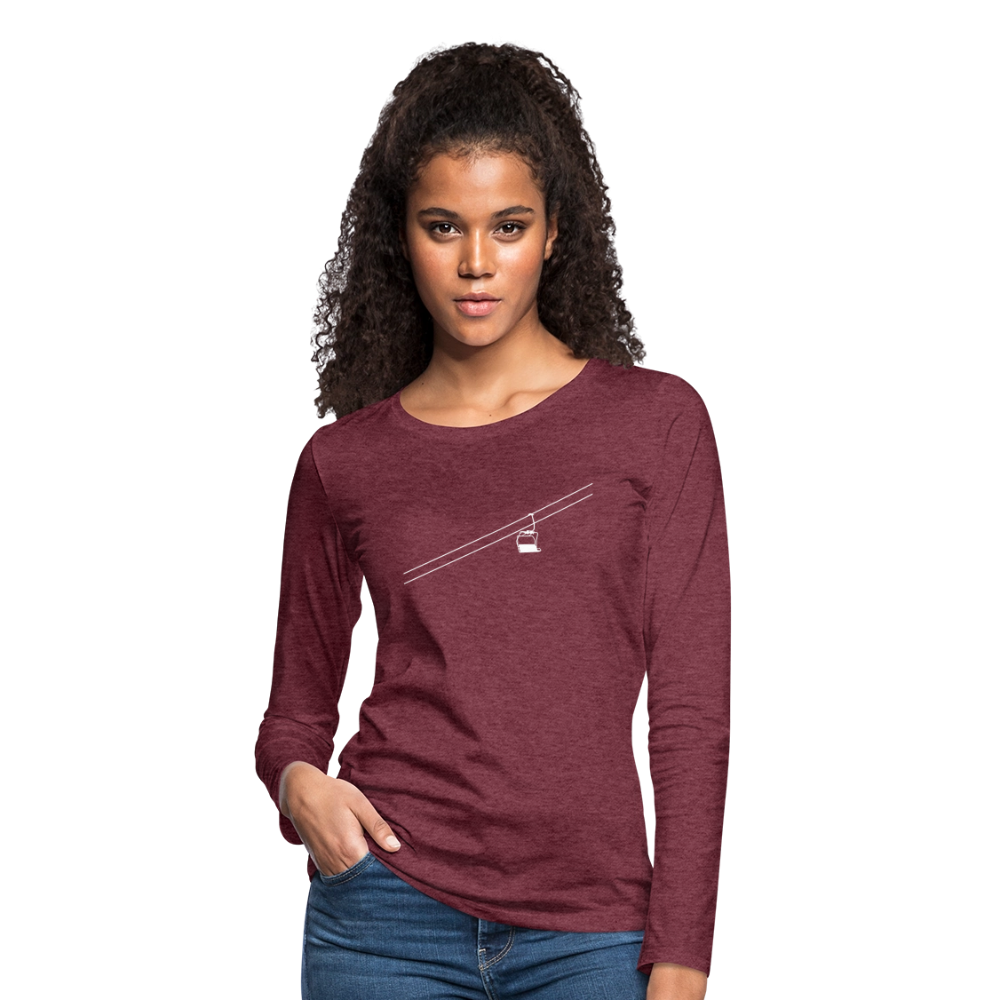 SnowBrains "Chairlift" Women's Premium Slim Fit Long-Sleeved T-Shirt - heather burgundy