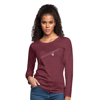 SnowBrains "Chairlift" Women's Premium Slim Fit Long-Sleeved T-Shirt - heather burgundy