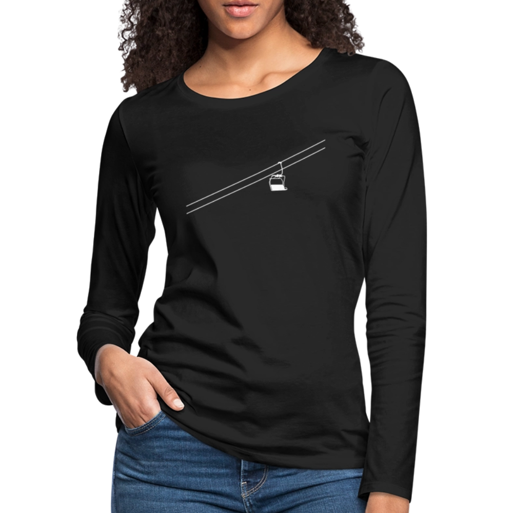 SnowBrains "Chairlift" Women's Premium Slim Fit Long-Sleeved T-Shirt - black