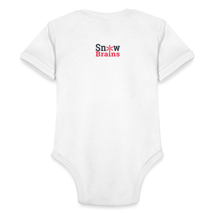 SnowBrains "I Like Big Dumps" Organic Short Sleeve Baby Bodysuit - white