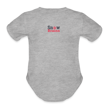 SnowBrains "I Like Big Dumps" Organic Short Sleeve Baby Bodysuit - heather grey