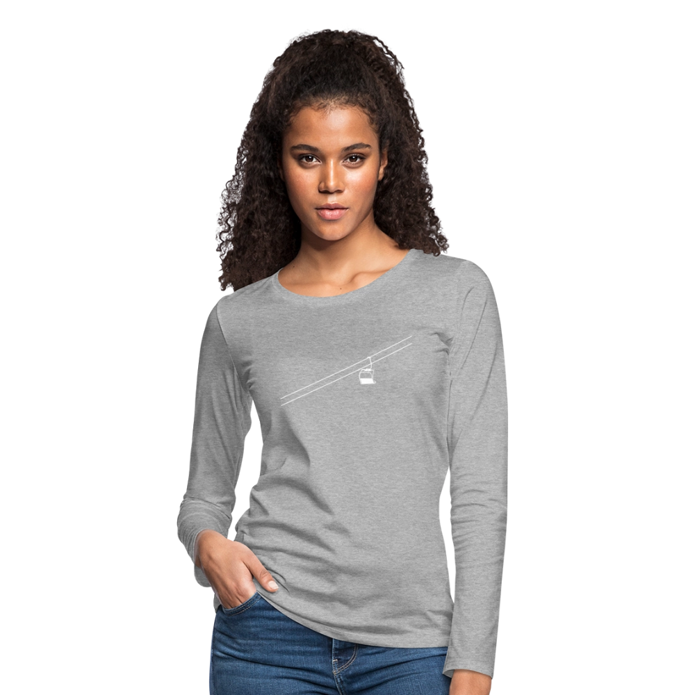 SnowBrains "Chairlift" Women's Premium Slim Fit Long-Sleeved T-Shirt - heather gray