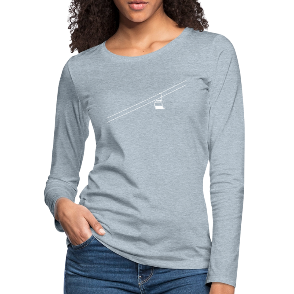 SnowBrains "Chairlift" Women's Premium Slim Fit Long-Sleeved T-Shirt - heather ice blue