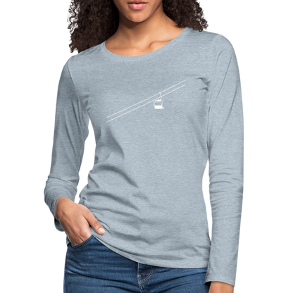 SnowBrains "Chairlift" Women's Premium Slim Fit Long-Sleeved T-Shirt - heather ice blue