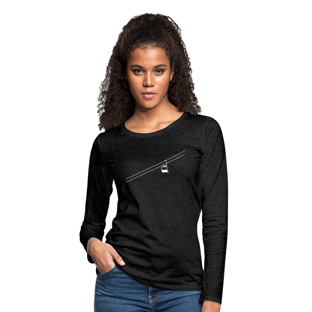 SnowBrains "Chairlift" Women's Premium Slim Fit Long-Sleeved T-Shirt - charcoal grey