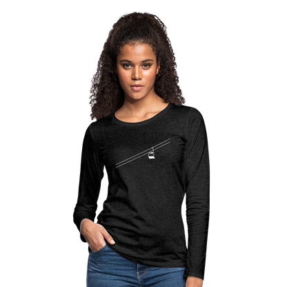 SnowBrains "Chairlift" Women's Premium Slim Fit Long-Sleeved T-Shirt - charcoal grey