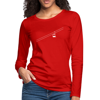 SnowBrains "Chairlift" Women's Premium Slim Fit Long-Sleeved T-Shirt - red